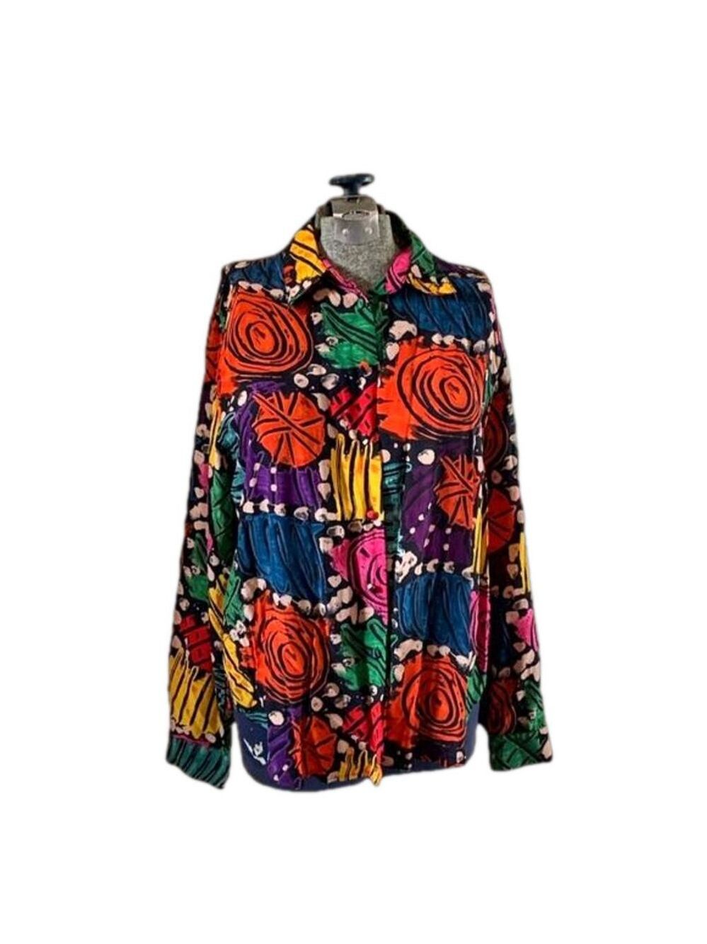 Large Allison Taylor colourful button up blouse